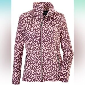 Killtec Dark Plum Leopard Print Ski Fleece Jacket, Women’s Size 16